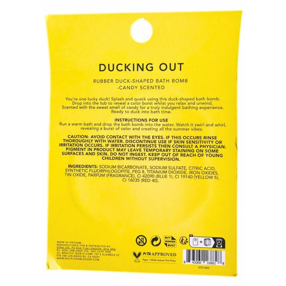 HOLLER AND GLOW Yellow Duck Color Changing Candy Bath Bomb - 4.23oz NEW